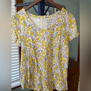 LOFT Floral Print Blouse - Yellow and Pink